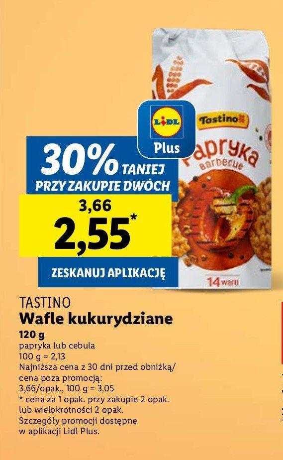 Wafle kukurydziane papryka Tastino promocja w Lidl