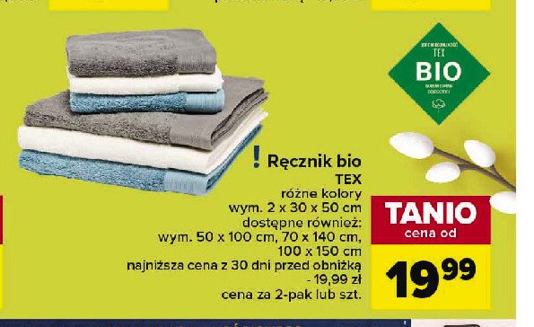 Ręcznik bio 100 x 150 cm Tex promocja w Carrefour Market