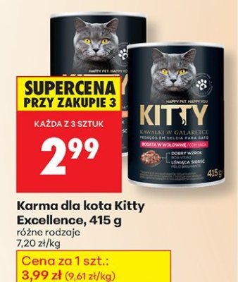 Karma dla kota Kitty Excellence 415 g różne rodzaje promocja w Biedronka