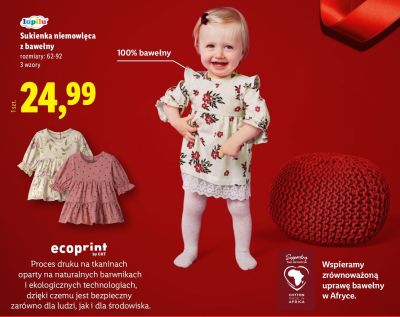 Sukienka niemowlęca z bawełny ecoprint r. 62-92 promocja w Lidl