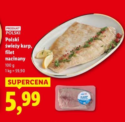 Karp Polski świeży, filet nacinany promocja w Lidl