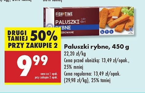 Paluszki rybne panierowane Fish time promocja w Biedronka