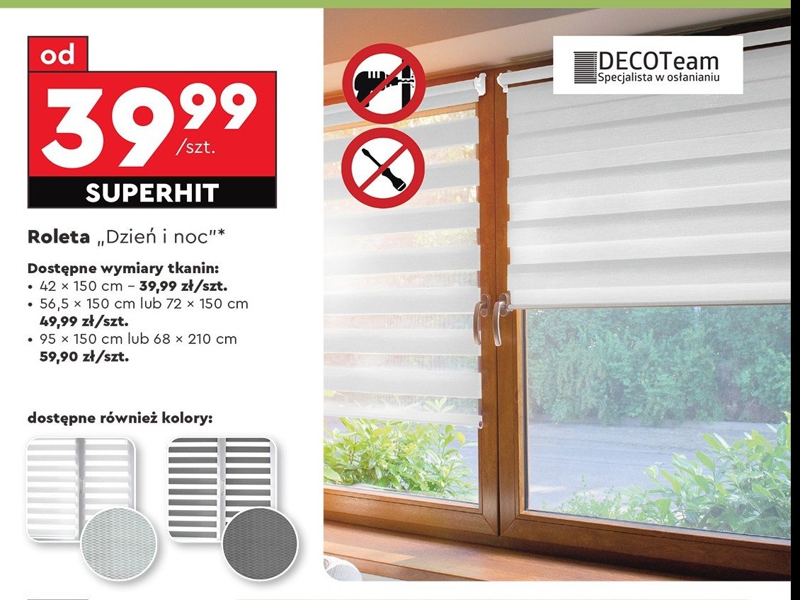 Roleta dzień i noc 72 x 150 cm DECOTEAM promocja w Biedronka