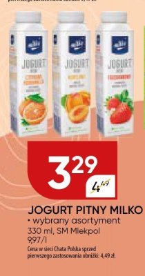 Jogurt pitny milko SM Mlekpol promocja w Chata Polska