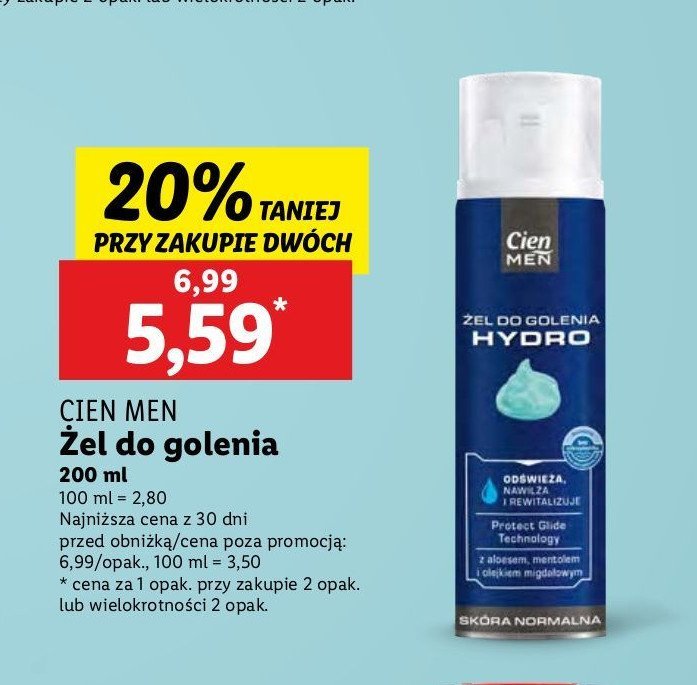 Żel do golenia hydro Cien men promocja w Rossmann