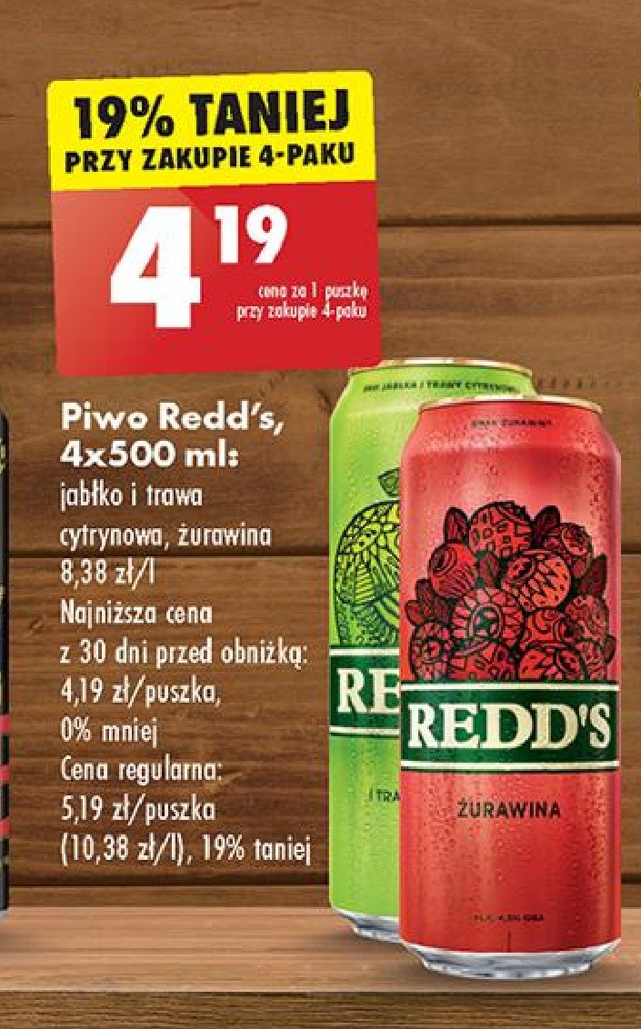 Piwo Redd's jabłko i trawa cytrynowa promocja w Biedronka