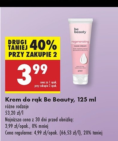 Krem do rąk regenerujący Be beauty care promocja w Biedronka