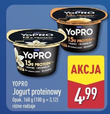 Jogurt proteinowy YoPRO różne rodzaje promocja w Aldi