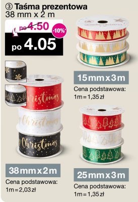 Taśma prezentowa 38mm x 2m promocja w Woolworth