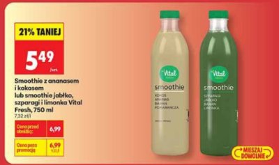 Smoothie z ananasem i kokosem Vital Fresh, 750 ml promocja w Biedronka