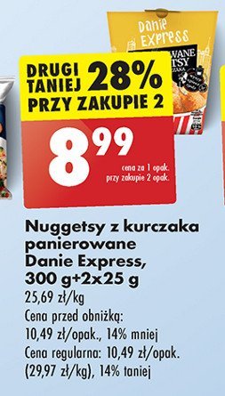 Nuggetsy z piersi kurczaka panierowane + 2 sosy Danie express promocja