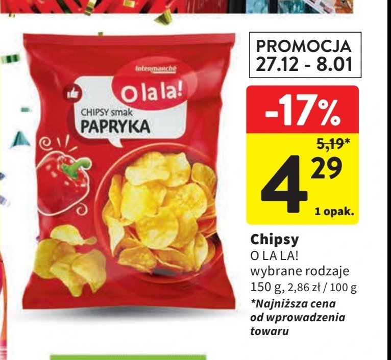 Chipsy paprykowe O la la! promocja