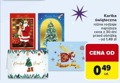 Kartka świąteczna różne rodzaje promocja w Carrefour
