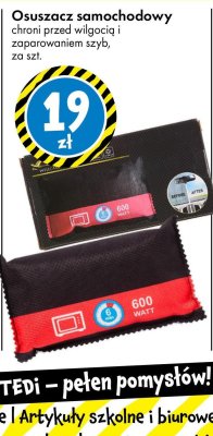 Osuszacz samochodowy chroni przed wilgocią i zaparowaniem szyb promocja w Tedi