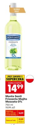Wino Monte Santi Frizzante Mojito Moscato 0% promocja w Biedronka