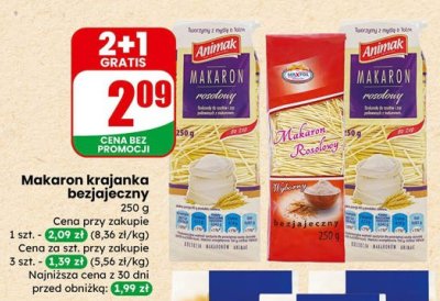 Makaron krajanka bezjajeczny Animex promocja w Dino