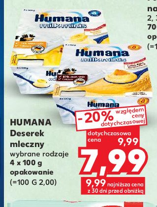 Deser mleczny bananowy Humana promocja