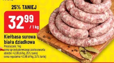 Kiełbasa surowa biała dziadkowa promocja w POLOmarket