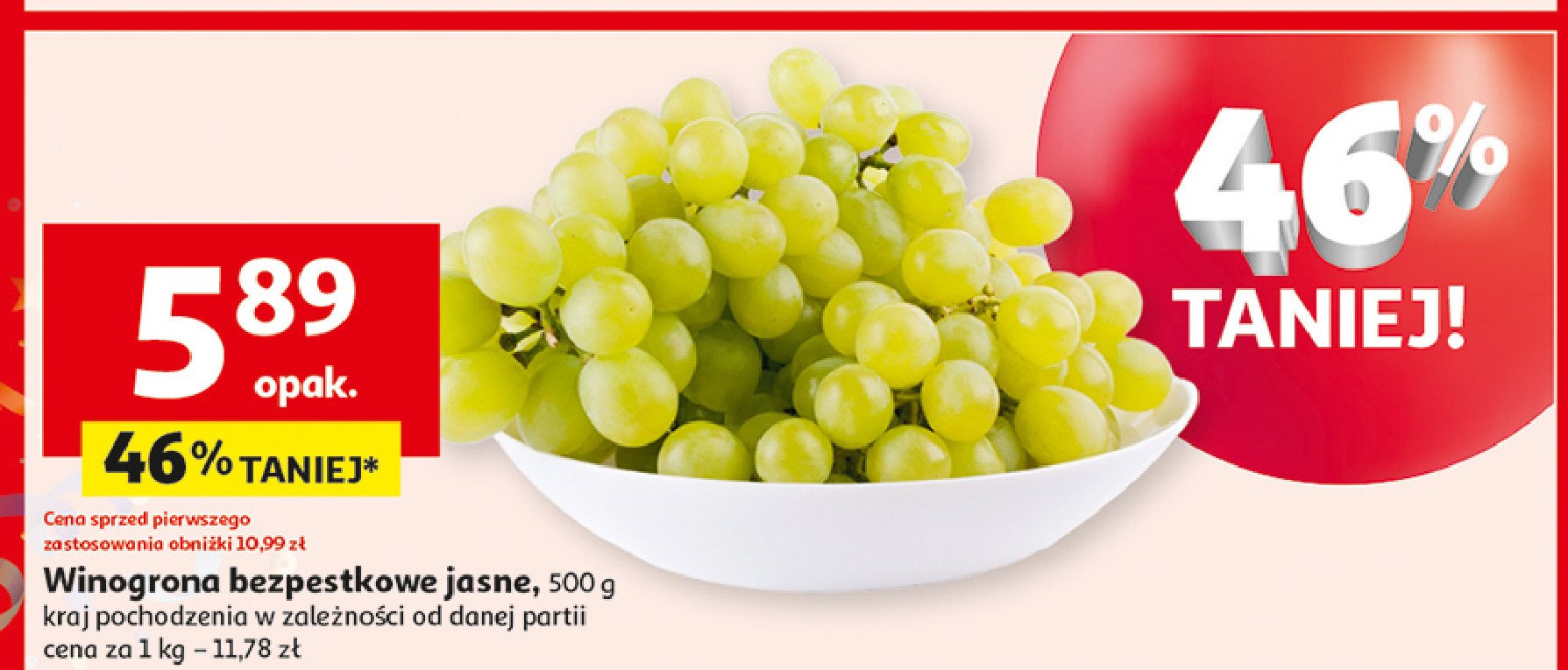 Winogrona białe bezpestkowe promocja w Auchan