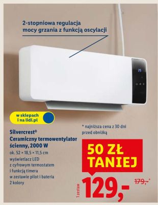 Ceramiczny termowentylator ścienny Silvercrest promocja w Lidl