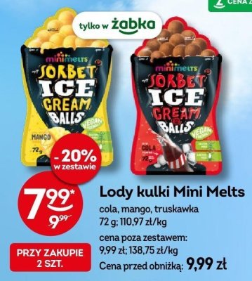 Lody kulki Mini Melts cola Jorbet promocja w Żabka
