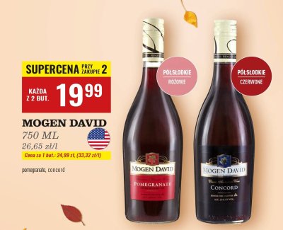 Wino Mogen David Concord 750ml promocja w Biedronka