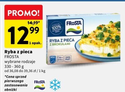 Ryba z pieca FROSTA wybrane rodzaje z brokułami promocja w Intermarche
