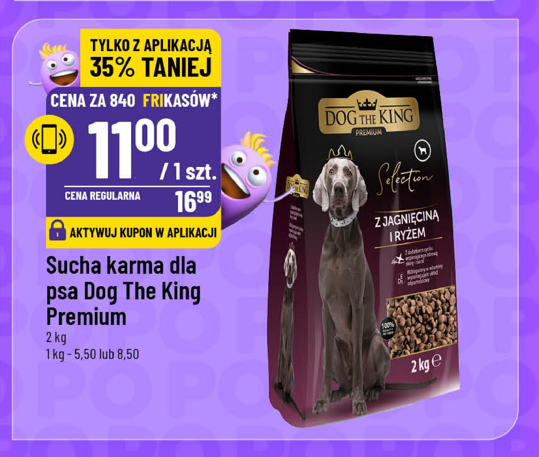 Karma dla psa z jagnięciną i ryżem Dog the king premium promocja w POLOmarket