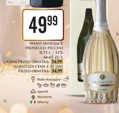 Wino musujące Prosecco Piccini promocja w Dino