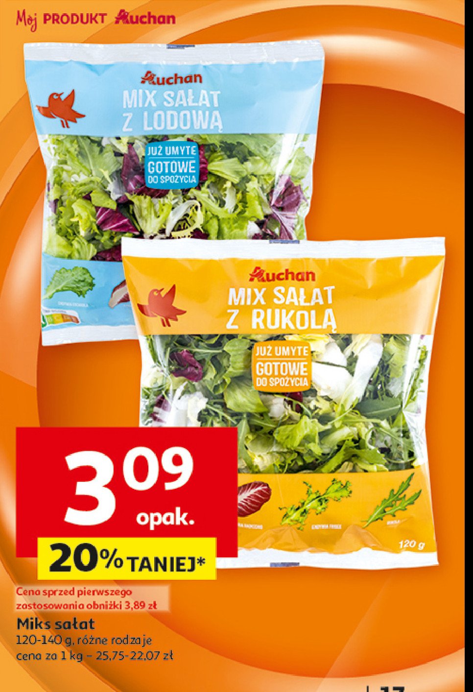 Mix sałat z sałatą lodową Auchan promocja