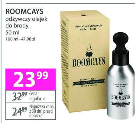 Olejek do pielęgnacji wąsów i brody odżywczy Roomcays promocja