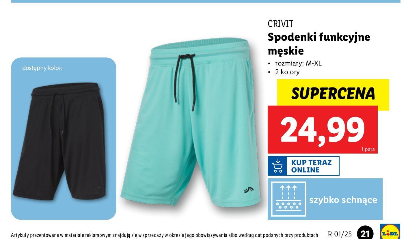 Spodenki funkcyjne m-xl Crivit promocja