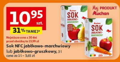 Sok NFC jabłkowo-marchwiowy lub jabłkowo-gruszkowy promocja w Auchan
