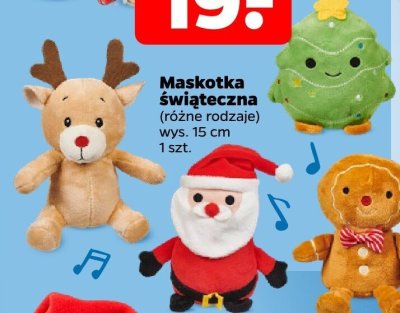 Maskotka świąteczna 15 cm różne rodzaje promocja w Netto