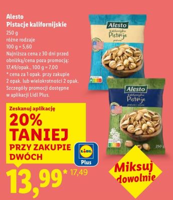 Pistacje kalifornijskie 250 g promocja w Lidl