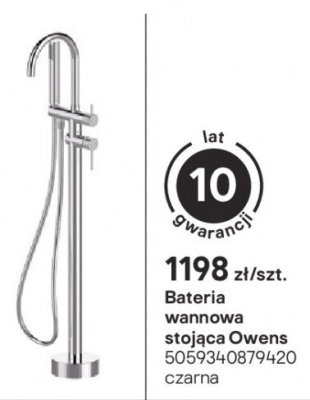 Bateria wannowa stojąca Owens czarna promocja w Castorama