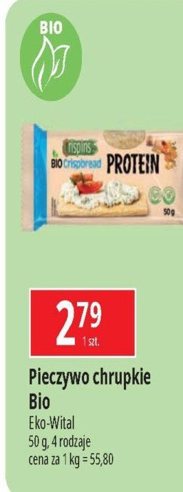 Pieczywo chrupkie protein bio EXTRUDO CRISPINS promocja w Leclerc