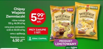 Chipsy Wiejskie Ziemniaczki różne rodzaje 130g promocja w Żabka