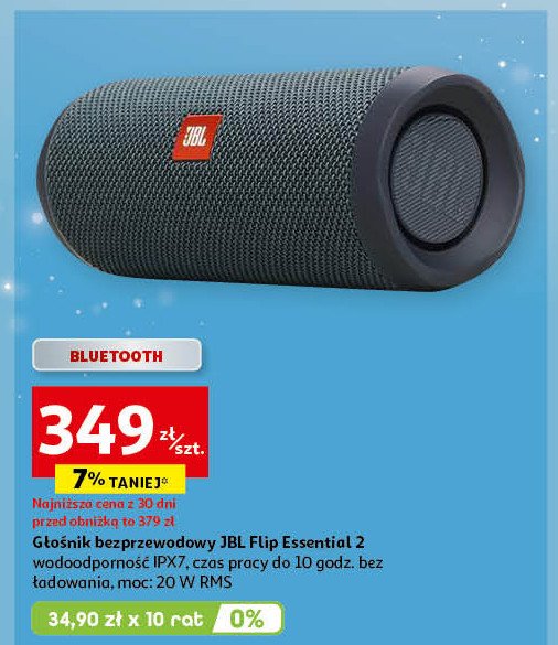 Głośnik bezprzewodowy flip essential 2 Jbl promocja w Auchan