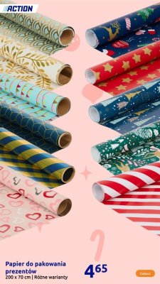 Papier do pakowania prezentów 200 x 70 cm różne warianty promocja w Action