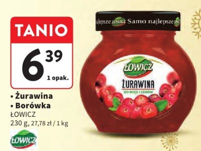 Żurawina ŁOWICZ promocja w Intermarche