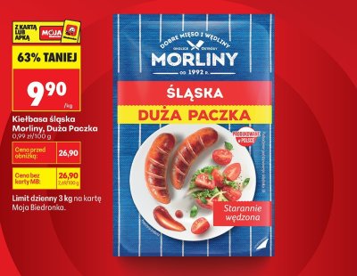 Kiełbasa śląska Morliny Duża Paczka promocja w Biedronka