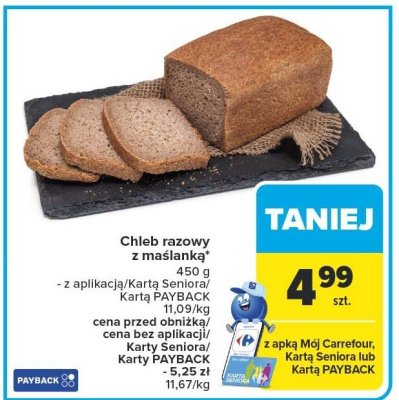Chleb razowy z maślanka promocja w Carrefour