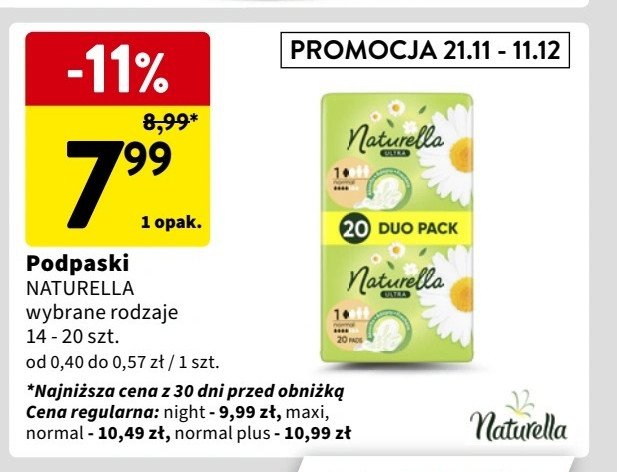 Podpaski higieniczne maxi Naturella promocja w Intermarche