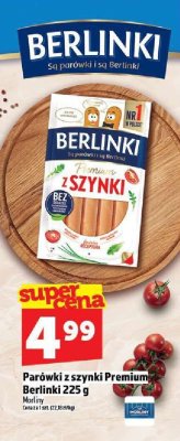 Parówki z szynki Premium Berlinki 225 g Morliny promocja w TOPAZ
