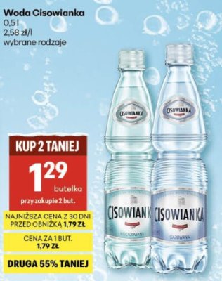 Woda Cisowianka promocja w Delikatesy Centrum