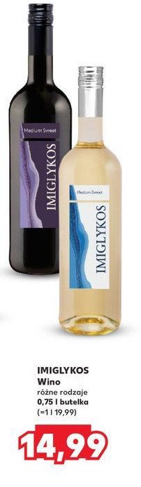 Wino Imiglykos melritos medium sweet white promocja w Kaufland
