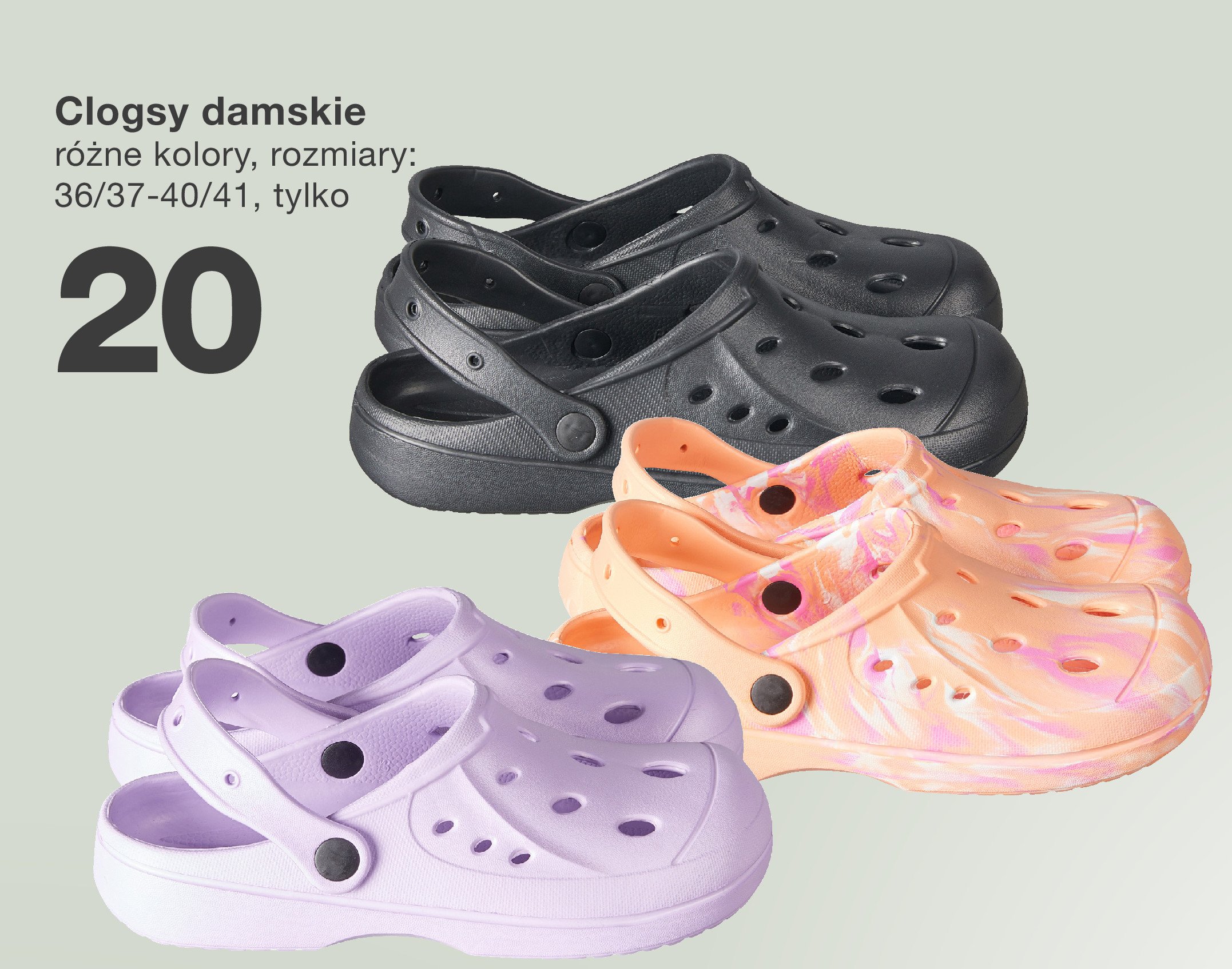 Clogsy damskie rozm. 36-41 promocja