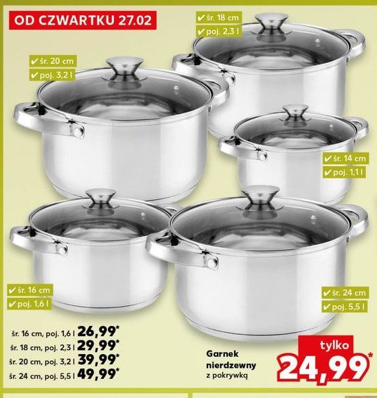 Garnek nierdzewny z pokrywką 20 cm promocja