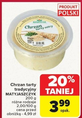 Chrzan tarty tradycyjny MATYJASZCZYK promocja w Carrefour